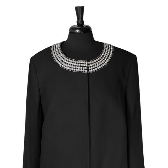 Tahari ASL Women's Blazer Black Pearl Snap Button Elegant Evening Blazer 20W - Picture 5 of 10